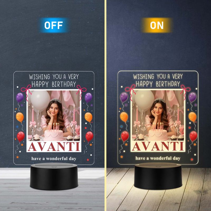 Personalized Birthday UV Print LED Lamp – Custom Photo & Name Acrylic Night Light